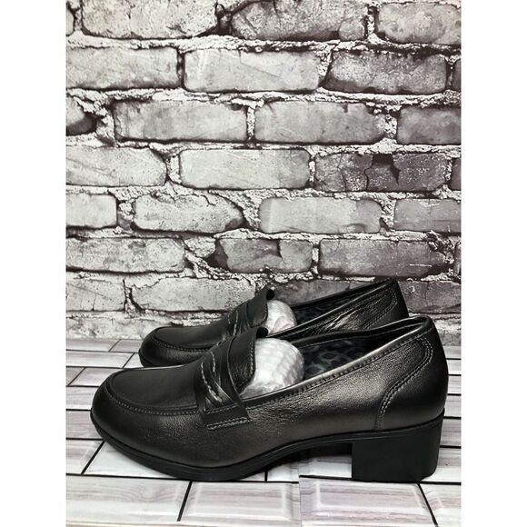ABEO PRO Jade Comfortable Black Metallic Heel Loafer Shoes Women’s Sz 10US/41EU - Picture 14 of 16